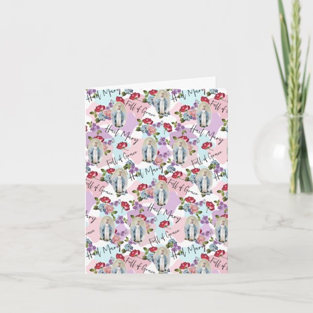 Carte Religieux Vintage Bienheureuse Vierge Marie Jésus  (Devant)