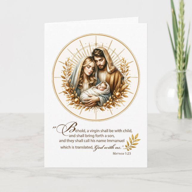 Carte Religious Christmas Scripture Golden Light Circle (Devant)