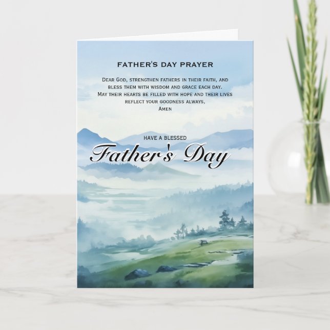 Carte Religious Father’s Day Blue Watercolor Nature (Devant)