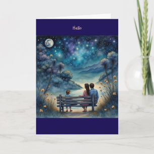 Carte Remarque : lumière de lune avec vitre de famille à