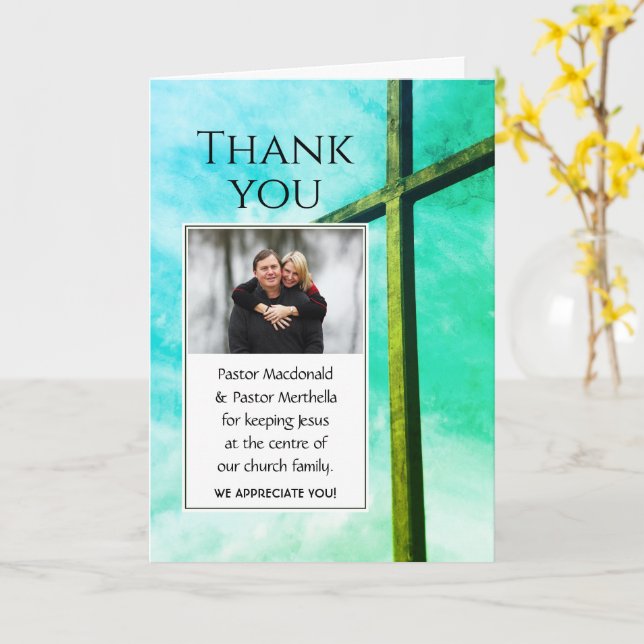 Carte Remerciement au Pasteur Cadeau Photo Personnalisé (Fleur jaune)