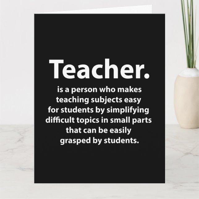 Carte Remerciement aux enseignants Noir et Blanc (Devant)