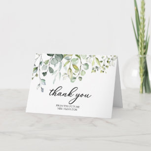 Carte Remerciement de Baby Shower Mariée avec Eucalyptus