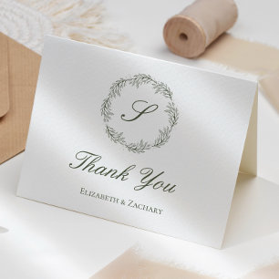 Carte Remerciement de mariage à la couronne de monogramm