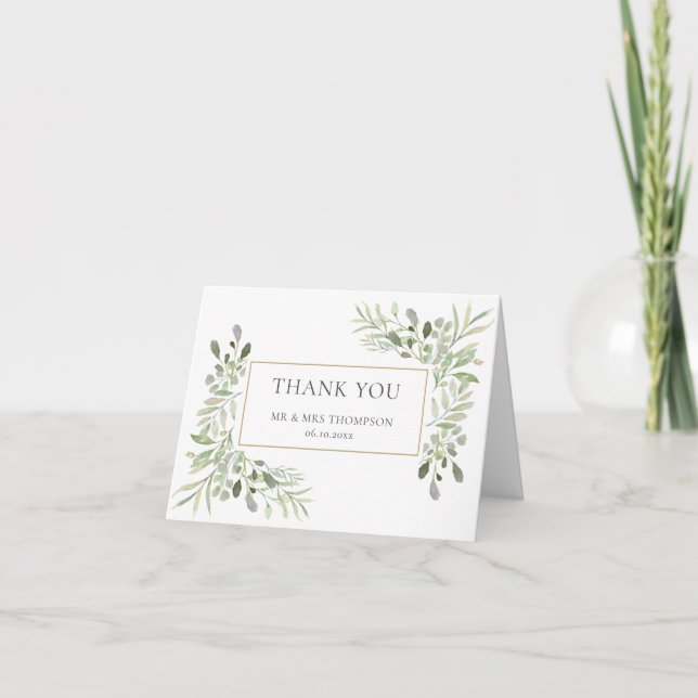 Carte Remerciement de mariage à la verdure d'Eucalyptus (Devant)