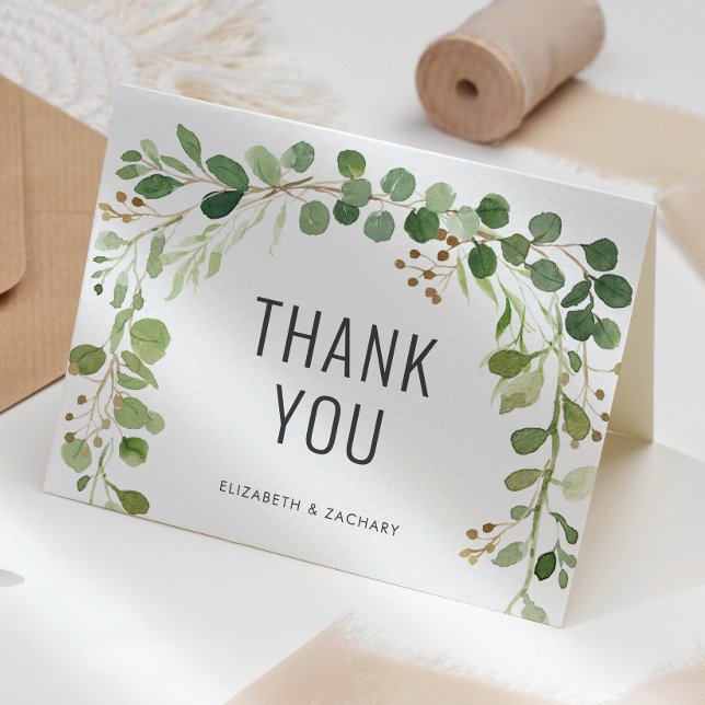 Carte Remerciement de mariage à la verdure d'eucalyptus  (Créateur téléchargé)