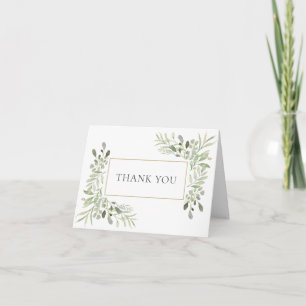 Carte Remerciement de mariage à la verdure élégante d'eu