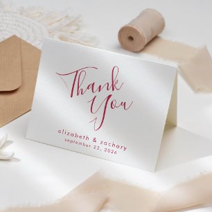 Carte Remerciement de mariage à l'écriture Magenta moder