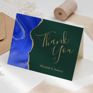 Carte Remerciement de mariage Agate Bleu Royal Émeraude 
