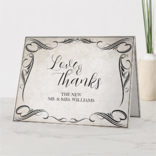 Carte Remerciement de mariage Art Déco noir vintage