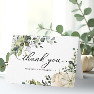 Carte Remerciement de Mariage Automnal Citrouille et Feu