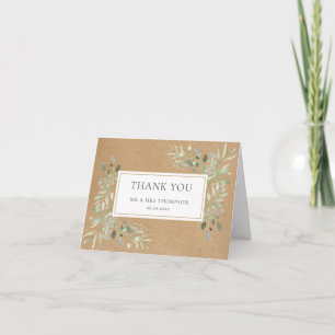Carte Remerciement de mariage avec feuilles de verdure K