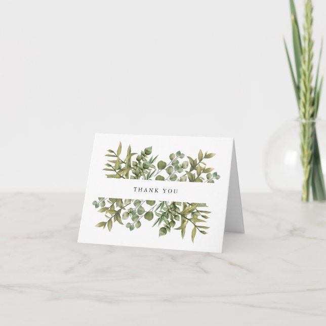 Carte Remerciement de mariage avec verdure d'eucalyptus  (Devant)