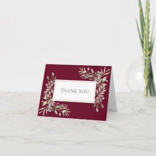 Carte Remerciement de mariage avec verdure rouge de Bour