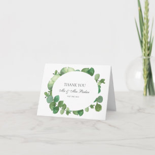 Carte Remerciement de mariage bohème à l'eucalyptus