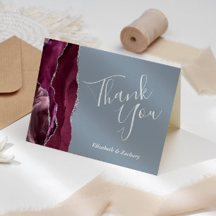 Carte Remerciement de mariage Bourguignon Agate Bleu Pou
