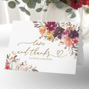 Carte Remerciement de mariage citrouille blanche floral