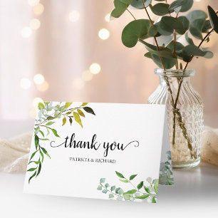 Carte Remerciement de mariage élégant à l'aquarelle avec