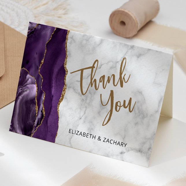 Carte Remerciement de mariage en calligraphie avec agate (Créateur téléchargé)