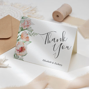 Carte Remerciement de mariage Floral Aquarelle Printemps