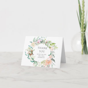 Carte Remerciement de mariage floral verdure aquarelle