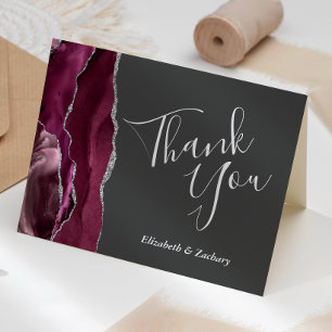 Carte Remerciement de mariage gris charbon d'agate de Bo