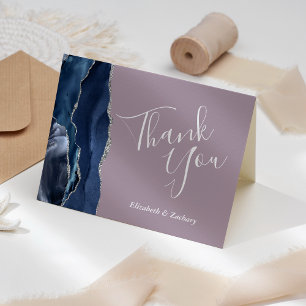 Carte Remerciement de mariage Mauve Paillettes d'Argent 