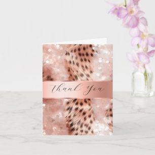 Carte Remerciement de mariage Rose Gold Léopard