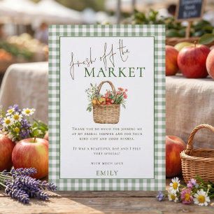 Carte Remerciement de Mariage Sage Gingham Market