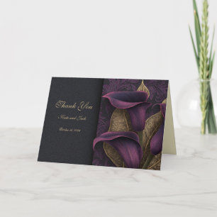 Carte Remerciement de mariage Violet Floral Sombre Humeu