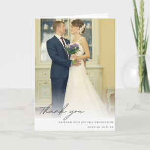Carte Remerciement de photo de mariage élégant tendance