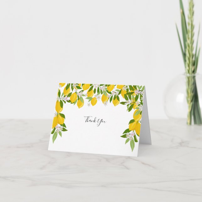 Carte Remerciement de verdure de fleurs de citron (Devant)