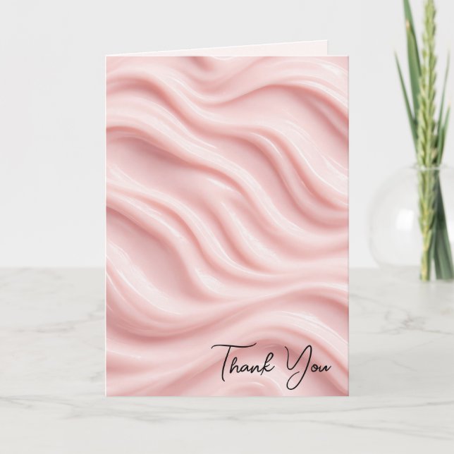 Carte Remerciement Design Abstrait Crème Rose (Devant)