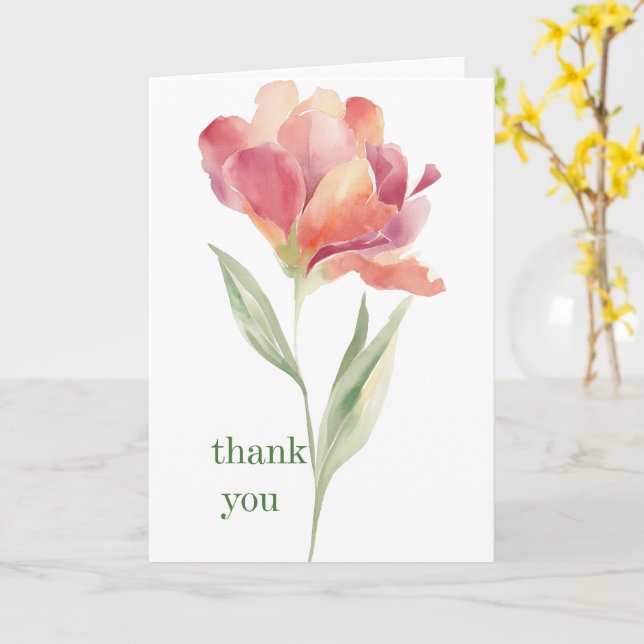 Carte  Remerciement floral rose (Fleur jaune)