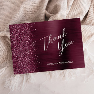 Carte Remerciement Mariage Plat Métalisé Glam Bourgogne