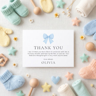 Carte Remerciement pour Baby Shower avec un Nœud en Vich