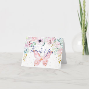 Carte Remerciement pour une baby shower pastel florale e