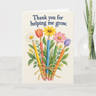 Carte Remerciements aux enseignants Leçons en fleurs