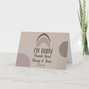 Carte Remerciements de Baby Shower Bohème Formes Organiq