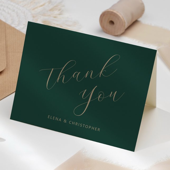 Carte Remerciements de mariage à calligraphie dorée sur  (Créateur téléchargé)