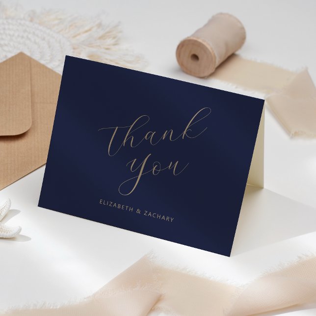 Carte Remerciements de mariage à l'écriture dorée sur fo (Créateur téléchargé)