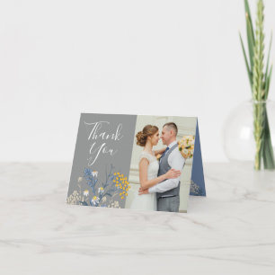 Carte Remerciements de mariage botanique Daisy jaune et