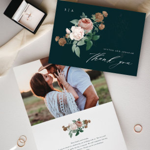 Carte Remerciements de mariage en écriture florale vinta