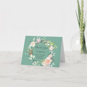 Carte Remerciements de mariage floral de verdure à l'aqu