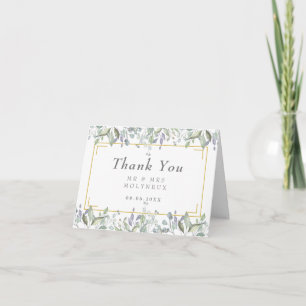 Carte Remerciements de mariage floraux à la sauge et au 