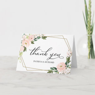Carte Remerciements de mariage géométriques floraux rose