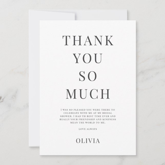 Carte Remerciements de Mariage Minimaliste Moderne (Devant)