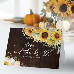 Carte Remerciements de mariage Tournesol Citrouille