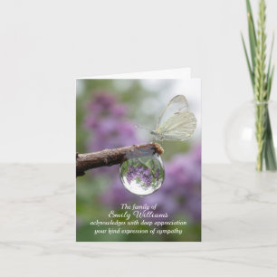 Carte Remerciements de sympathie Lilas et Goutte de plui