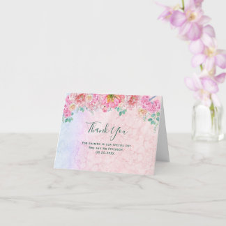 Carte Remerciements délicats floraux aquarelle verte et 